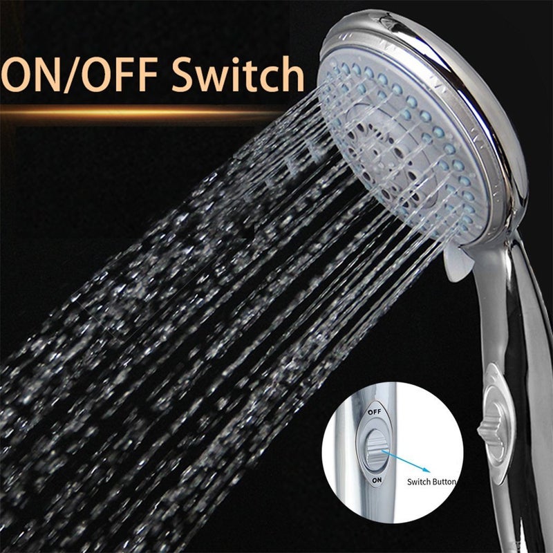 HauSun Handheld Shower Head with On/Off Switch - 5 Spray Settings 6.5 Feet Extra Long Hose High Pressure with Bathroom Faucet Kit - Universal Adapter Holder Mount for Wall,Chrome Finish - Image 4